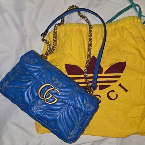 GUCCI ADIDAS X GUCCI GG MARMONT Small Shoulder Leather Bag New - Picture 13 of 13